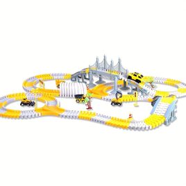   Jocuri educative pentru copii, mașină cu pistă, trenuleț, pistă electrică DIY, mașină inginerească cadou de Crăciun, Halloween, Ziua Recunoștinței, cadou de Halloween pentru iarnă 343 buc.