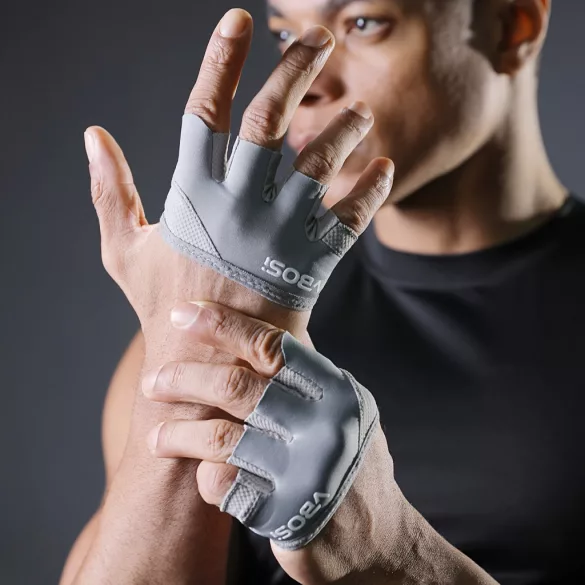 1 Pereche Mănuși de Antrenament Ușoare Unisex cu Patru Degete pentru Dezvoltarea Prinderii, Haltere și Exerciții Gri - XL