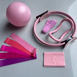 Set Pilates Fitness 10 bucăți Roz, set de 10 piese, Pilate