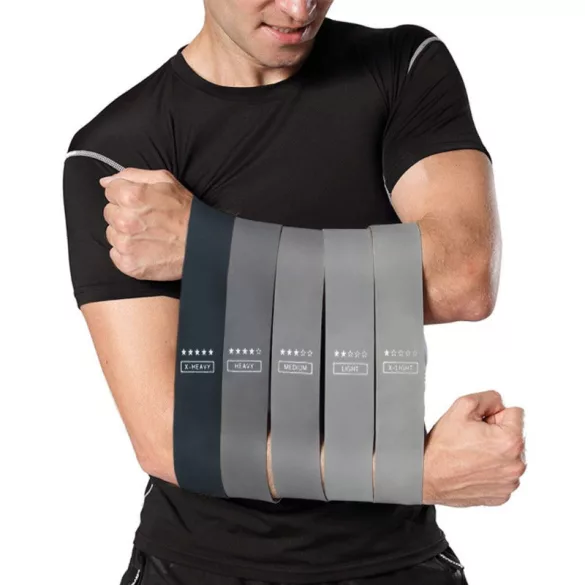 5 benzi universale de rezistență la latex pentru sporturi masculine și feminine, pedale de genuflexiuni, yoga și exerciții de fitness, curea elastică multifuncțională TPE, gamă de greutate 4,54-18,14 kg