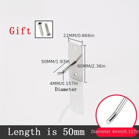 Cârlig de Perete Unghi Suport de Perete pentru Bijuterii Accesorii Telefon Mobil Cârlig Unilinear Instrument Hardware din Oțel Ciocan Clește Montare pe Perete 4x45 mm - 10