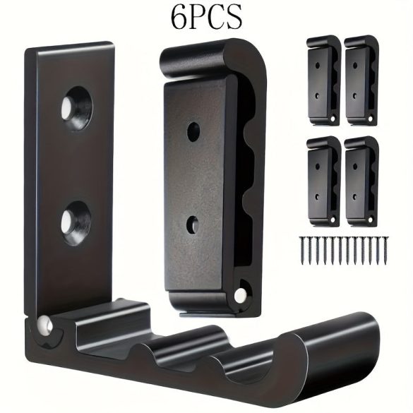 2/4/6 - Pachet Cârlige de Perete Pliabile Stil Val - Soluție Rezistentă pentru Agățarea Paltoanelor, Prosoapelor, Umerașelor, Pălăriilor, Rucsacurilor și Genților (Negru) Negru - 6 BUC