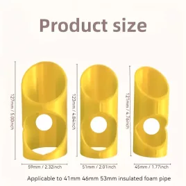   Set de 3 tăietoare de țevi din spumă - Instrumente versatile de izolare pentru uz rezidențial, industrial și comercial, potrivite pentru țevi de 41mm, 46mm, 53mm Galben