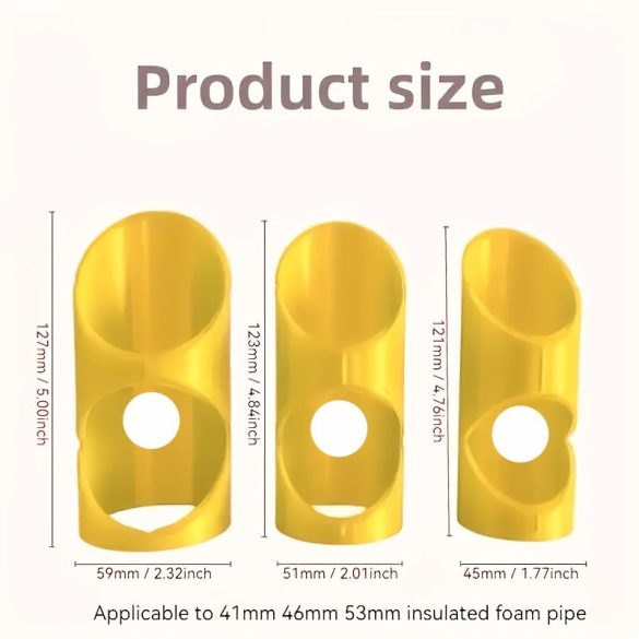 Set de 3 tăietoare de țevi din spumă - Instrumente versatile de izolare pentru uz rezidențial, industrial și comercial, potrivite pentru țevi de 41mm, 46mm, 53mm Galben