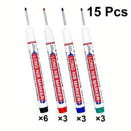 15 markere cu vârf lung, culori mixte - 15 buc.