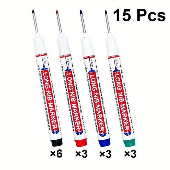 15 markere cu vârf lung, culori mixte - 15 buc.