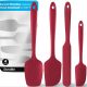 Set de 4 spatule din silicon, rezistente la căldură până la 600°F, unelte de bucătărie durabile din cauciuc pentru vase antiaderente, design fără cusături, roșu, set de 4 raclete din silicon roșii.