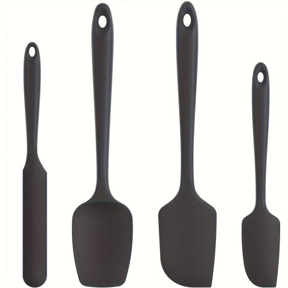 Set de 4 spatule din silicon, rezistente la căldură până la 600°F, unelte de bucătărie durabile din cauciuc pentru vase antiaderente, design fără cusături, roșu, set de 4 raclete din silicon roșii.