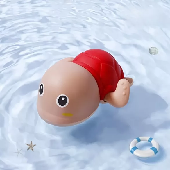 Jucărie de Baie Țestoasă Înotătoare cu Cheiță, Roșie