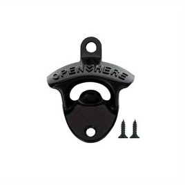   1 buc Vintage "Deschide aici" desfăcător de sticle din fontă montat pe perete Negru