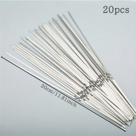   20/50 buc frigare din oțel inoxidabil, durabile, reutilizabile, ușor de curățat, potrivite pentru grătar în aer liber și interior, bețe plate de 30 cm - 20 buc