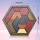 Puzzle Tangram hexagonal, joc de puzzle din lemn