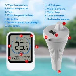   Termometru Digital Plutitor pentru Piscină – Fără Fir, Fără Baterii