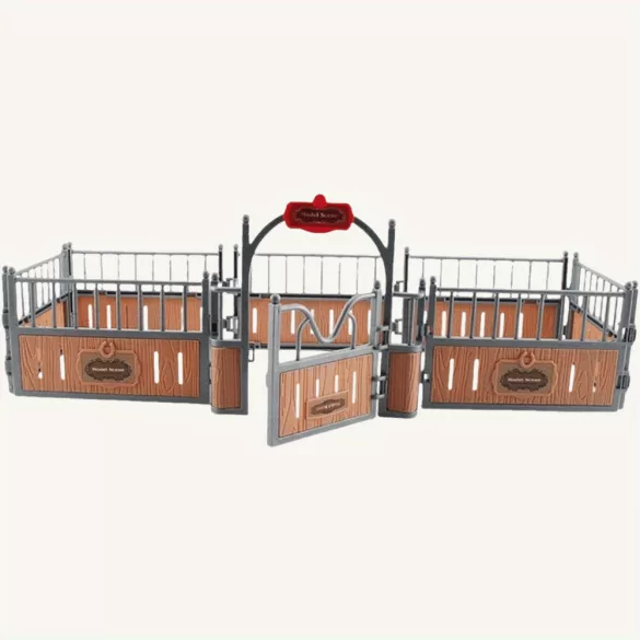Model Fermă de Cai din Plastic Rustic