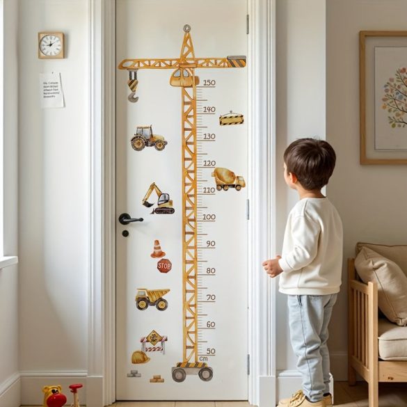 Autocolant de perete pentru măsurarea înălțimii cu model de utilaj