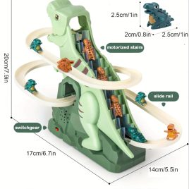 Joc cu dinozaur cu tobogan și 3 mașinuțe