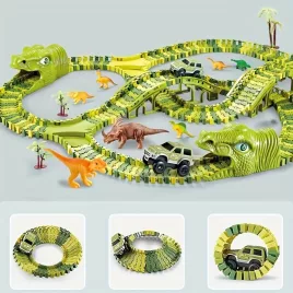   Set de Joacă cu Dinozauri, 120 de piese, Pista Electrică pentru Băieți
