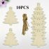 Set de 10 Brad de Crăciun din Lemn Natural DIY cu Agățătoare