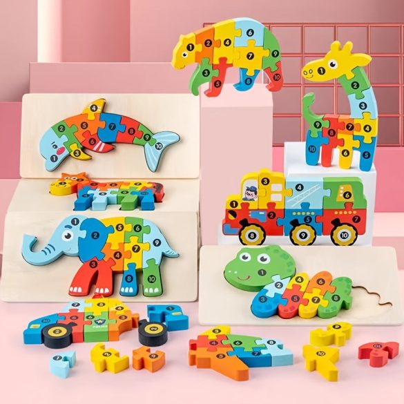 Puzzle 3D din lemn Montessori