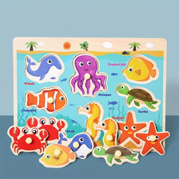 Puzzle din lemn Montessori pentru dezvoltare