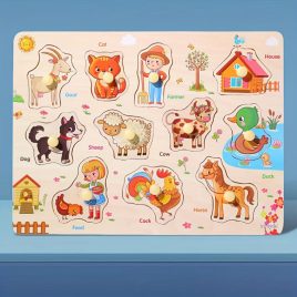 Puzzle din lemn Montessori pentru dezvoltare