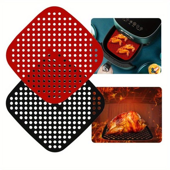 Foaie de copt perforată pentru friteuză cu aer, neagră antiaderență