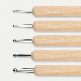   Set de 5 unelte pentru artă unghială cu două capete - Creion cu strasuri, stilou de sculptat & bețișoare din lemn pentru manichiură și pedichiură