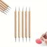 Set de 5 unelte pentru artă unghială cu două capete - Creion cu strasuri, stilou de sculptat & bețișoare din lemn pentru manichiură și pedichiură