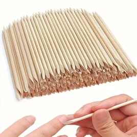   100 de Bastoane din Lemn de Portocal pentru Cuticule - Instrumente Fără Miros pentru Îngrijirea Unghiilor, Manichiură & Pedichiură, Ideal pentru Uz Casnic și de Salon