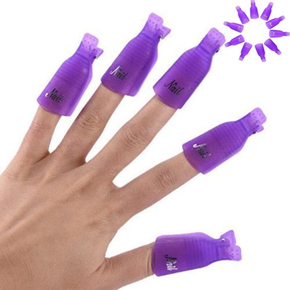 Set de 10 dispozitive de îndepărtare a gelului UV - Clipsuri profesionale din plastic pentru decorarea unghiilor, ușor de aplicat și îndepărtat