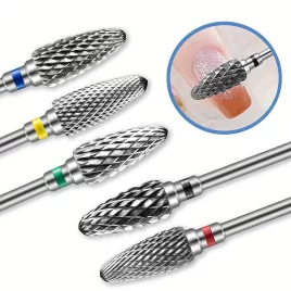   Set de 5 freze din carbură de tungsten pentru manichiură, mașină electrică de îndepărtare a gelului, pilă de unghii 7,62/81,28 cm pentru pedichiură