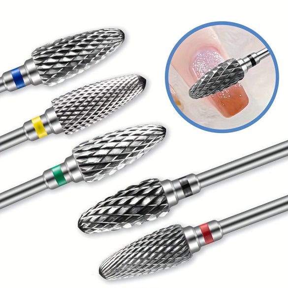 Set de 5 freze din carbură de tungsten pentru manichiură, mașină electrică de îndepărtare a gelului, pilă de unghii 7,62/81,28 cm pentru pedichiură