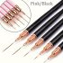 5 Pensule Nail Art Roz/Negru pentru Detalii, Pensule Lungi pentru Linii Nail Art, Manichiură Gel pentru Modele Fine