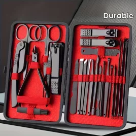   Set profesional de manichiură și pedichiură, instrumente de îngrijire a unghiilor din oțel inoxidabil de precizie, cu trusă de călătorie durabilă, calitate de salon pentru acasă și în deplasare