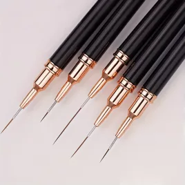   Set de 5 Pensule Profesionale pentru Nail Art - Contur Fin, Detalii, Modele Florale & Instrumente pentru Gel UV - Fără Formaldehidă pentru Manichiură și Pedichiură