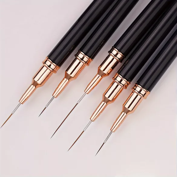 Set de 5 Pensule Profesionale pentru Nail Art - Contur Fin, Detalii, Modele Florale & Instrumente pentru Gel UV - Fără Formaldehidă pentru Manichiură și Pedichiură