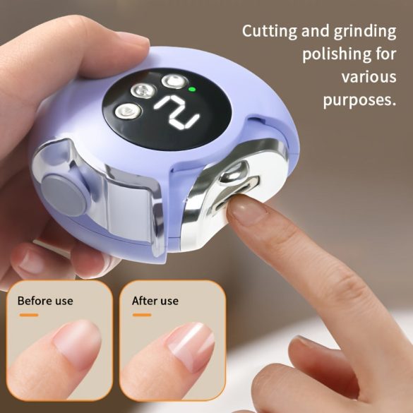 Cutter și lustruitor de unghii cu LED, baterie litiu-ion, pentru uz casnic, îngrijire de unghii de calitate salon.
