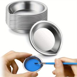   Paletă de amestecare 12 piese, paletă rotundă din oțel inoxidabil, paletă de pigmenți pentru acasă și școală