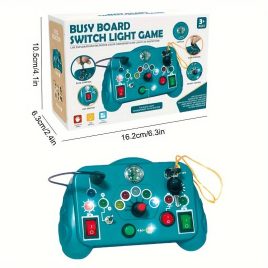   Cutie interactivă pentru copii - Joc educativ cu 12 LED-uri și 8 comutatoare - Dezvoltă abilitățile cognitive și motricitatea fină