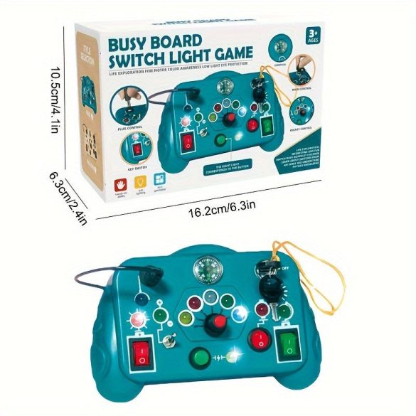 Cutie interactivă pentru copii - Joc educativ cu 12 LED-uri și 8 comutatoare - Dezvoltă abilitățile cognitive și motricitatea fină