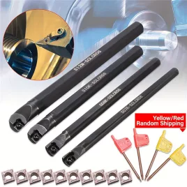   Set suport scule 4 buc 7/8/10/12mm SCLCR 95° pentru strunjire + 10 lame CCMT0602 + 4 chei T8