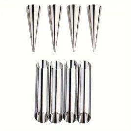   Set de 8 forme pentru cornete de cremă, forme antiaderente pentru cannoli,