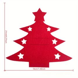   Set de buzunare pentru cuțite și furculițe de Crăciun - 12 suporturi pentru tacâmuri din material netesut, decorațiuni festive pentru masă.