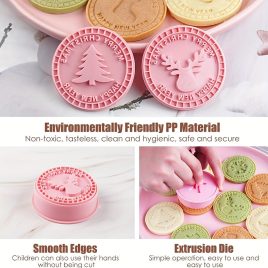   Set de 9 tăietoare pentru prăjituri de Crăciun, 3D embosare, forme pentru biscuiți presabili DIY, accesorii de bucătărie pentru copt și patiserie.