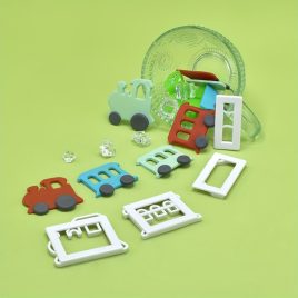   Set de 4 forme de tăiat prăjituri cu tematică de tren - Forme de plastic rezistente pentru decorarea torturilor și coacere, unelte de bucătărie perfecte