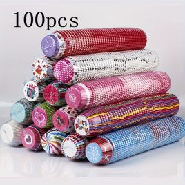   Set de 100 forme de hârtie pentru brioșe și cupcakes - Hârtie rezistentă la ulei, sigură pentru alimente, modele variate pentru bucătărie