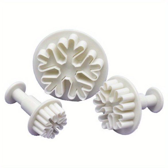 Set de 3 tăietoare de biscuiți cu arc în formă de fulg de zăpadă, forme de jeleu din plastic cu tematică de Crăciun pentru copt festiv
