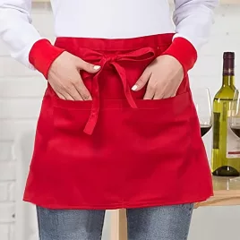   Șorț de bucătărie roșu aprins cu buzunare pentru bărbați și femei - Perfect pentru restaurante și grătare