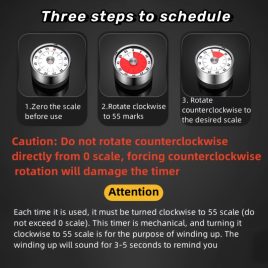   Cronometru de Bucătărie din Oțel Inoxidabil - 60 de Minute cu Mecanism de Numărătoare Inversă