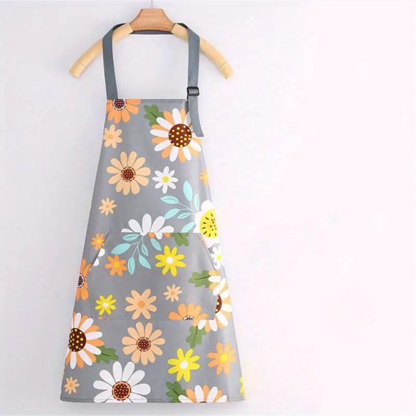 Șorț cu Model Floral, Rezistent la Apă și Ulei, cu Buzunar Mare